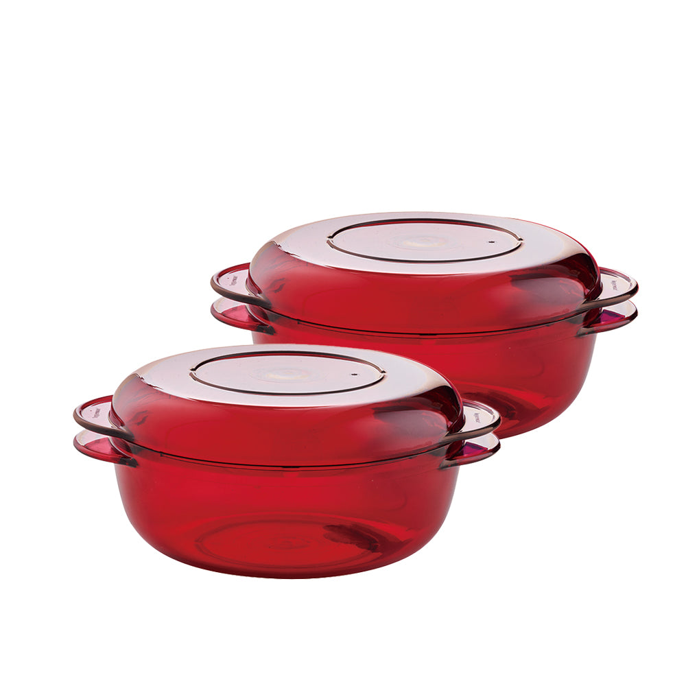 원형 타파렌지 중형 1L (2개) 레드